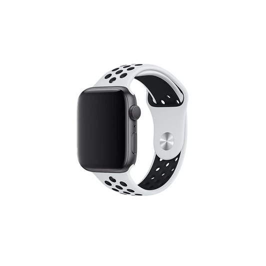 Apple Watch Uyumlu Siyah Beyaz Delikli Silikon Kordon